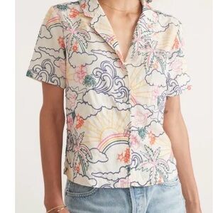 MARINE LAYER 
Lucy Embroidered Short Sleeve Lyocell & Linen Top
